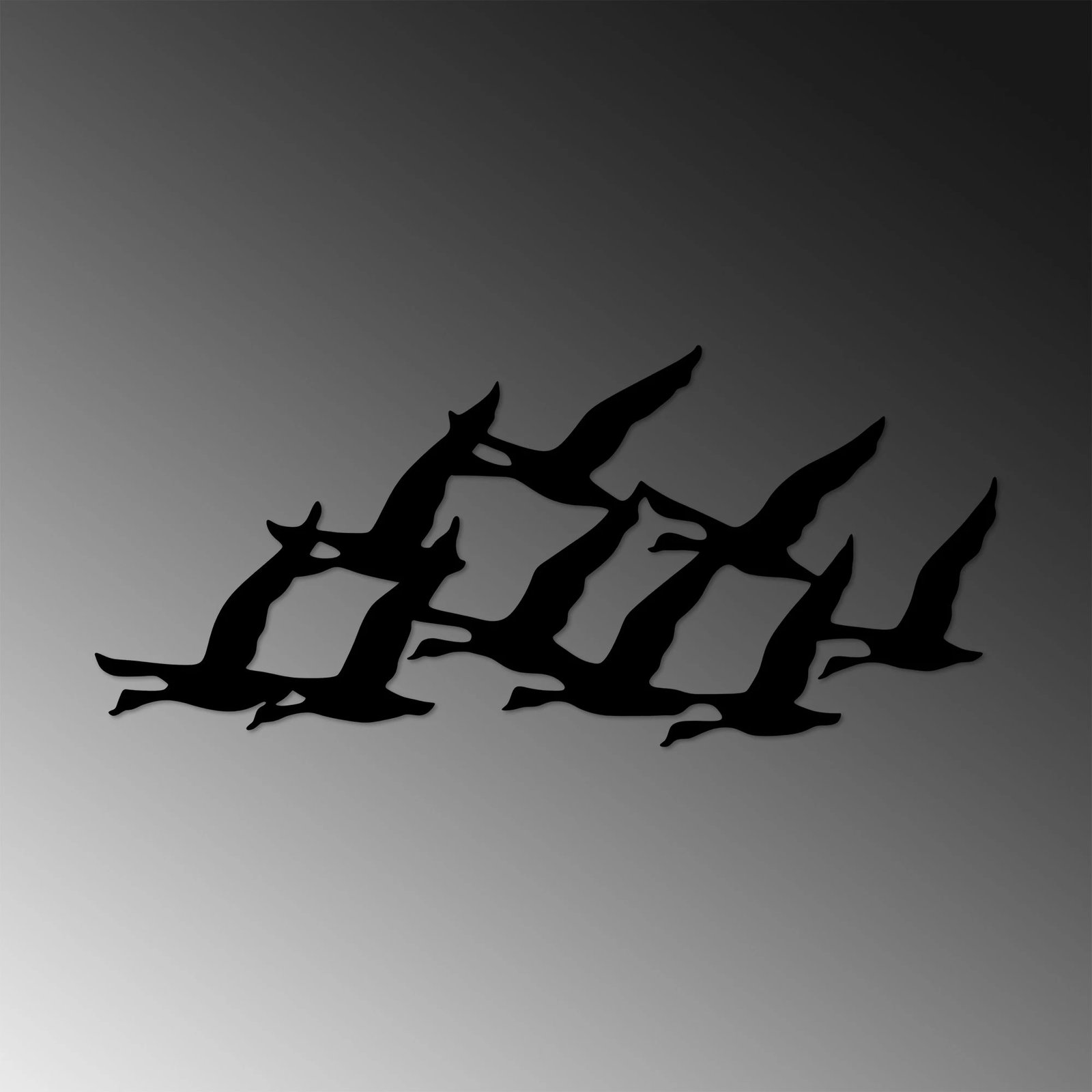 Aksesor dekorativ muri prej metali, zogj migrantë, ngjyrë e zezë, 29x70cm