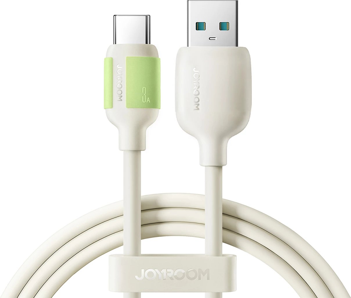 Kabllo Joyroom S-A53 USB-A në USB-C, 1.2m, 3A, majë fluoreshente, Bezhë