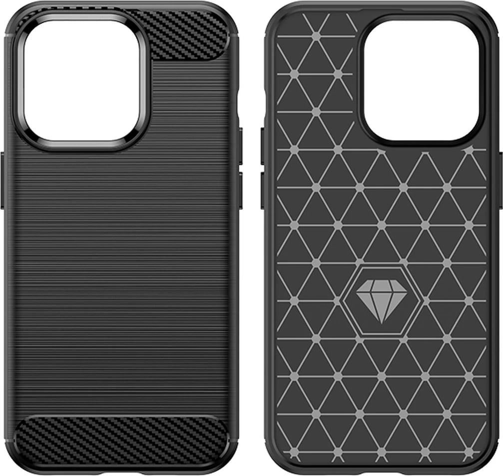 Mbështjellës Hurtel Carbon Case për iPhone 14 Pro, TPU, i zi