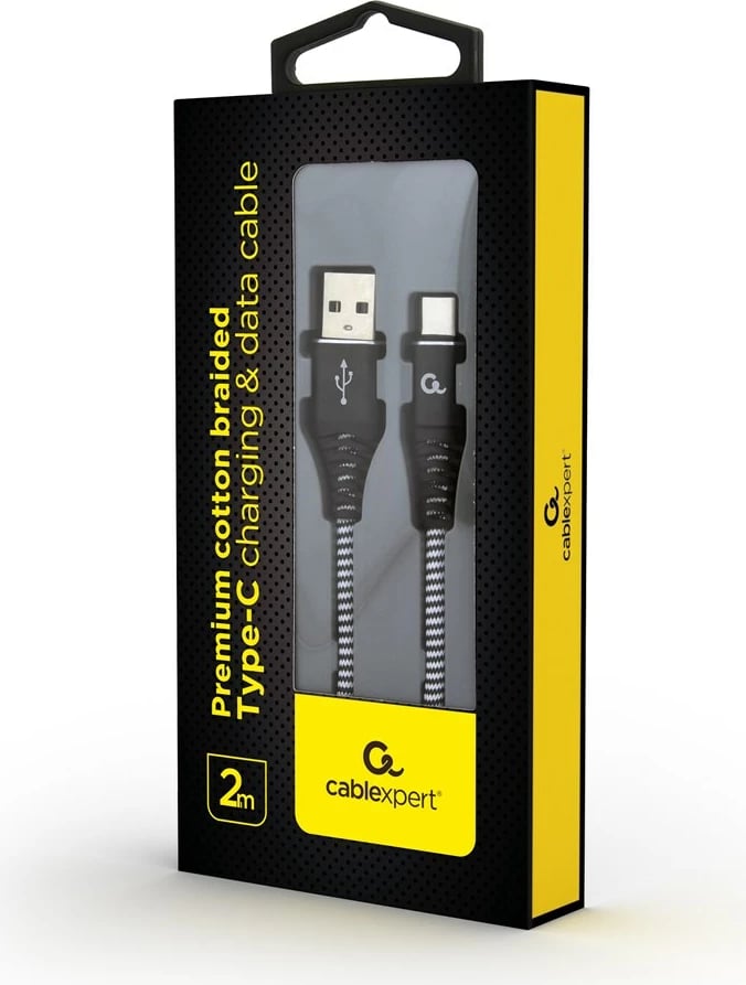 Kabllo USB Gembird CC, type-A&C, 2m, e zezë/ e bardhë
