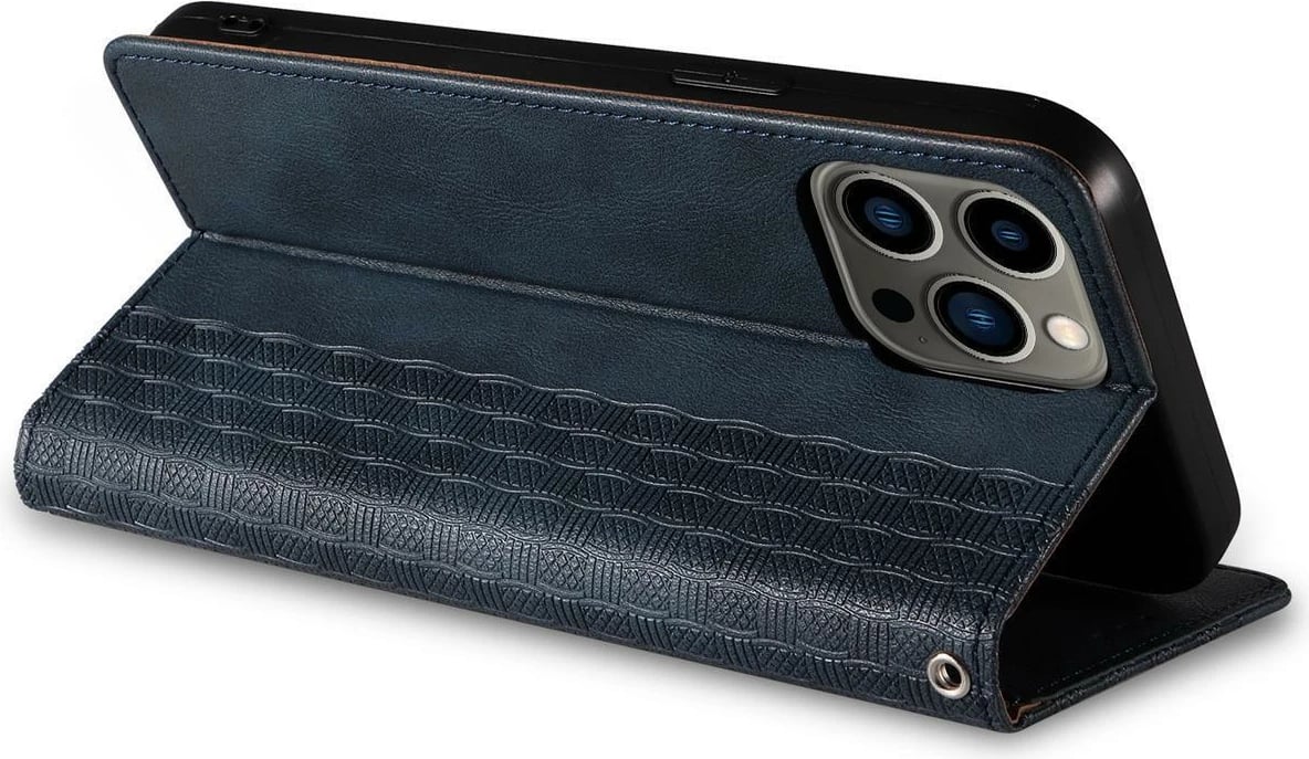 Mbështjellës Hurtel Magnet Strap Case për iPhone 14 Pro Max, me kapak, portofol, qëndrim, rrip dore, kaltër