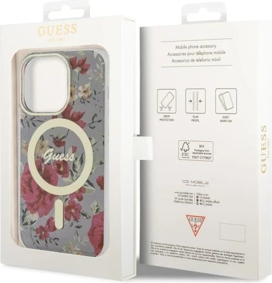 Mbështjellës Guess GUHMP14LHCFWSA për iPhone 14 Pro 6.1", Flower MagSafe, Gjelbër Mbështjellës Guess GUHMP14LHCFWSA për iPhone 14 Pro 6.1", Flower MagSafe, Gjelbër