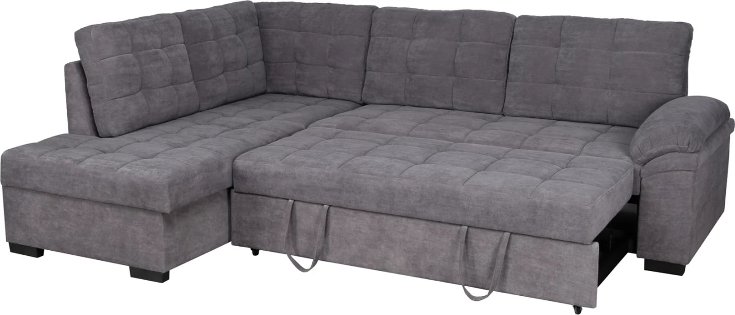 Kënd divani me shtrat Jade, ngjyrë gri e errët, FH3144.02L, 252x159x84h cm