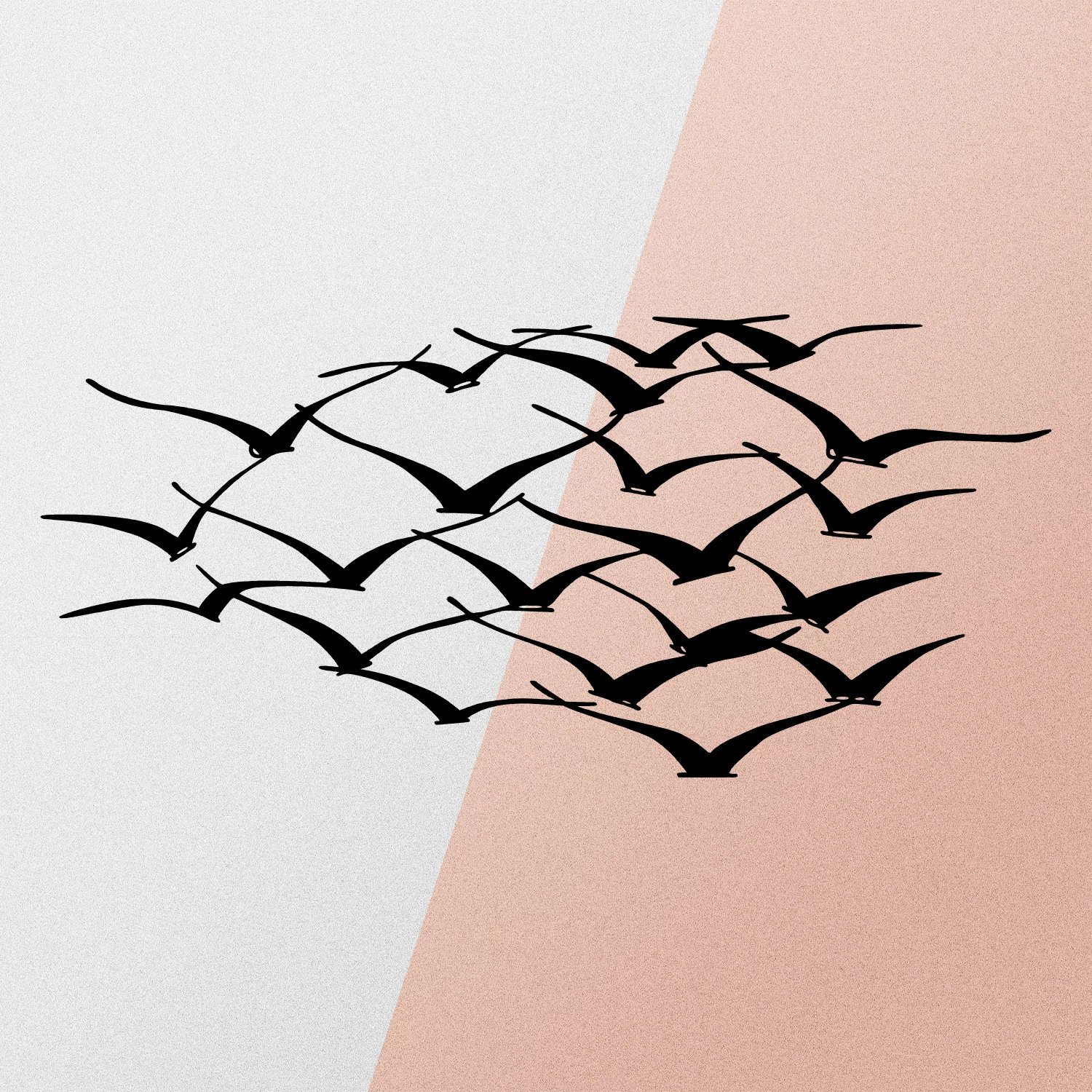 Aksesor dekorativ metalik për mur, tufë zogjsh, Wallity, ngjyrë e zezë