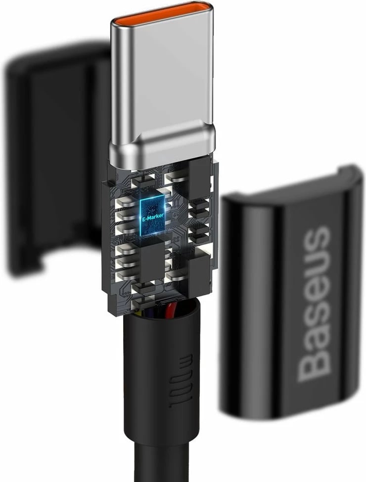 Kabllo USB-C në USB-C Baseus CATYS-B01, 1m, 100W, 5A, e zezë