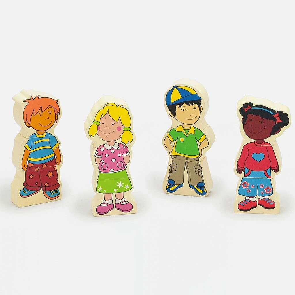 Figurina magnetike prej druri, Viga, set 4 copë, multingjyrëshe