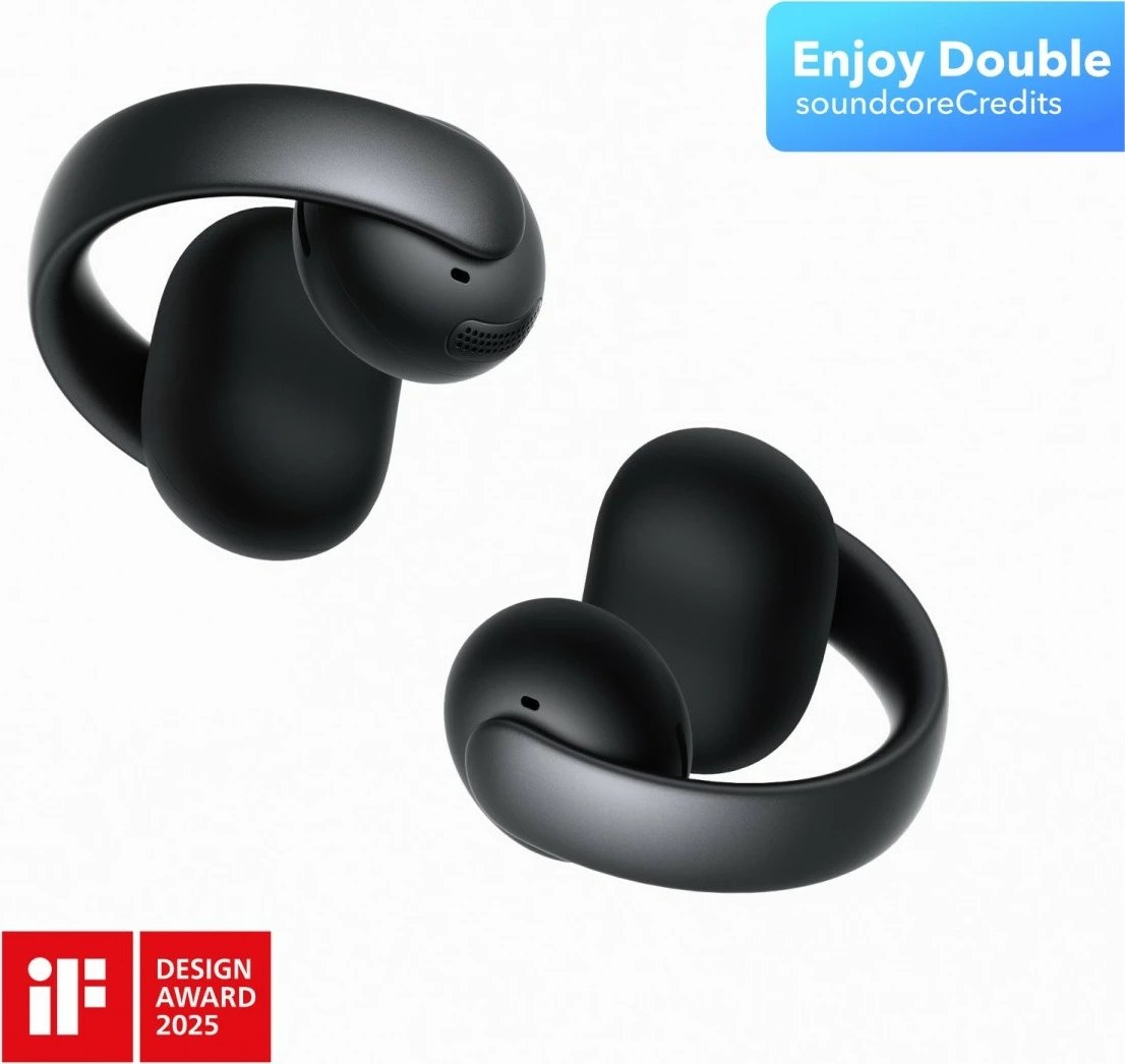 Kufje Bluetooth Anker Soundcore AeroClip A3388G11, Bluetooth 5.4, bateri 24h me kuti, mikrofon, USB-C, të zeza