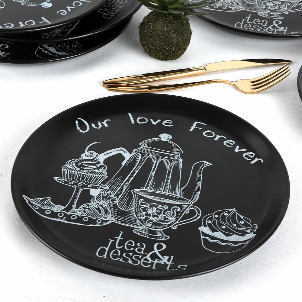 Set pjatash shërbimi (6 copë), Hermia Concept, ngjyrë e zezë mat, ST042106F956A4644000AS3T00