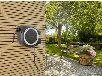 Mbështjellës uji Gardena RollUp L, automatik, 30m, zi, kaltër, hiri