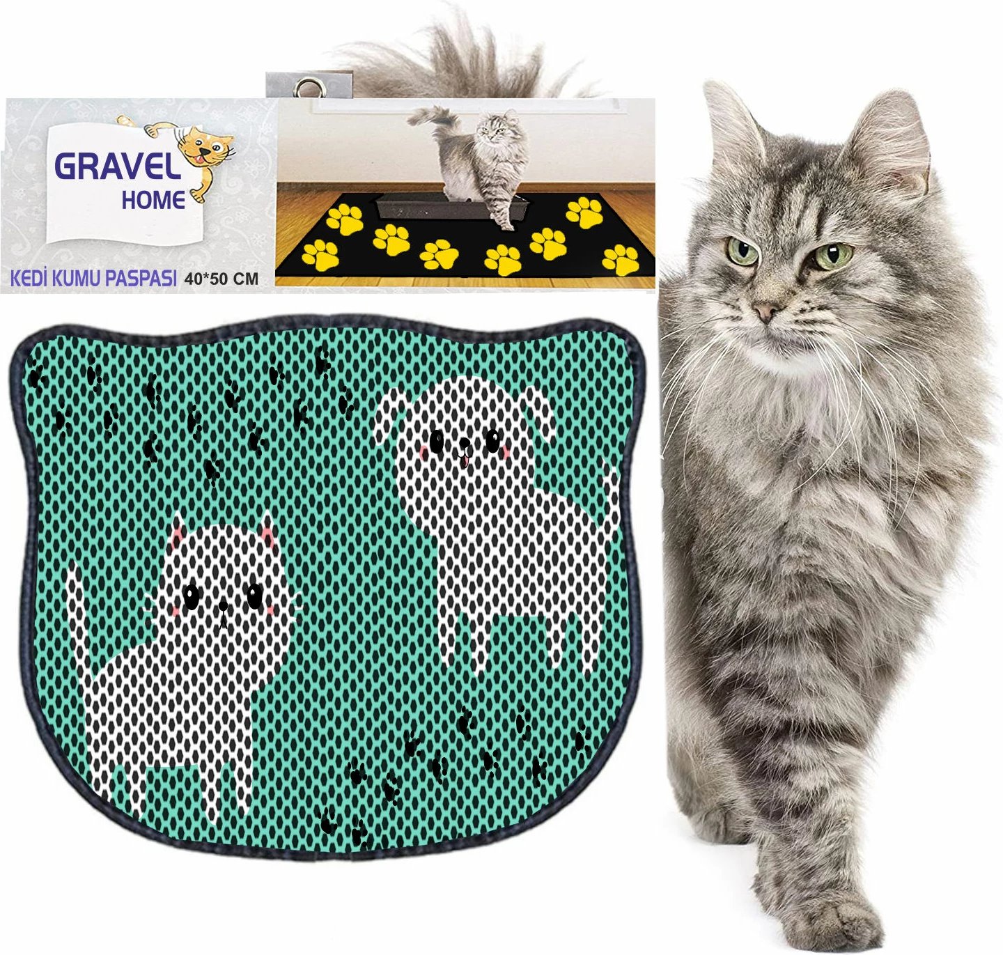 Tapet për rërë mace, shumëngjyrësh, Paws & Whiskers, Kdkafa0217, 40x50cm