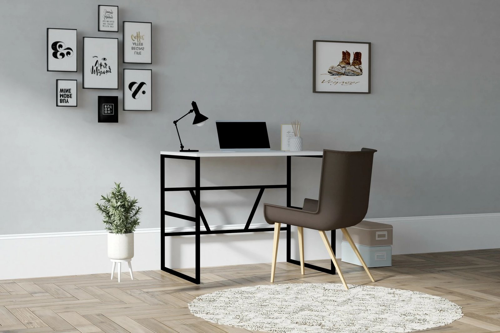 Tavolinë studimi Hanah Home, Monea, e bardhë