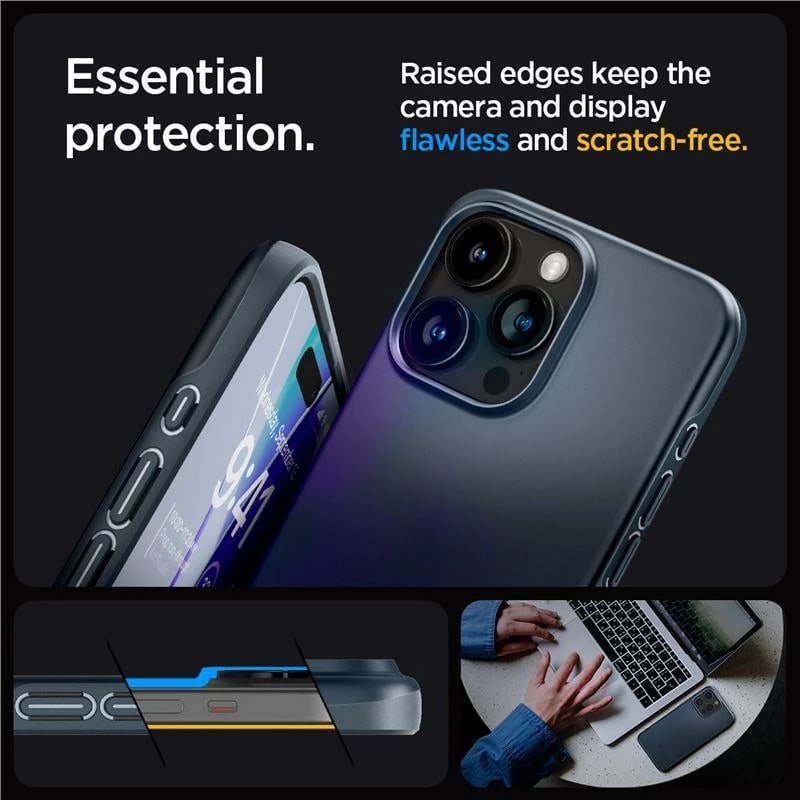 Mbështjellës Spigen Thin Fit për iPhone 15 Pro Max, Black Metal