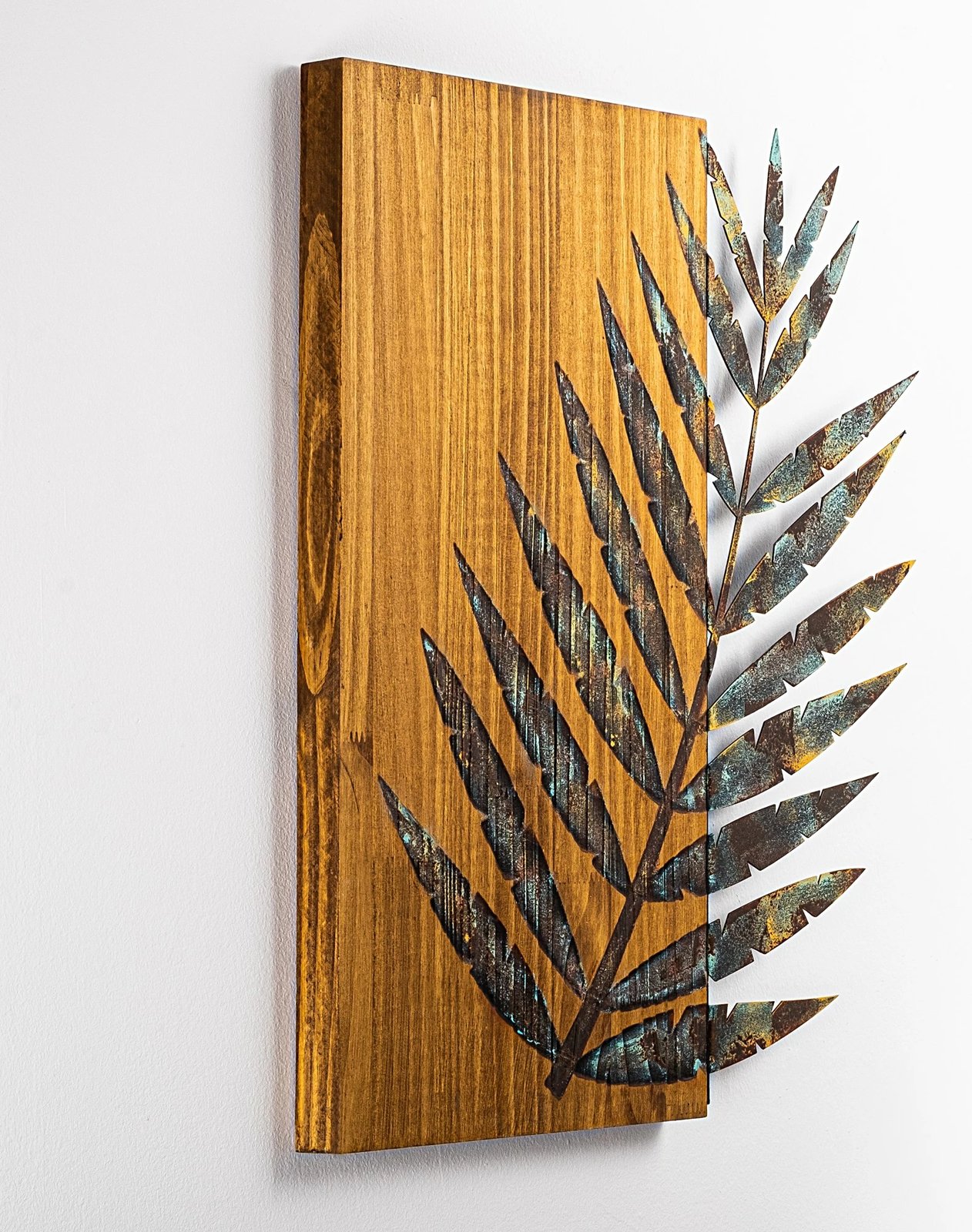 Aksesor dekorativ muri prej druri, Wallity, gjethe 3-1