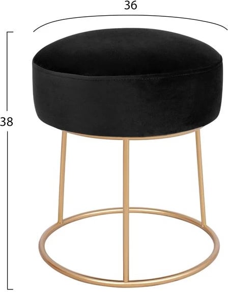 Karrige për bar Karlo FH8411.04, e zezë me kadife, me bazë të artë, 36x38 h cm