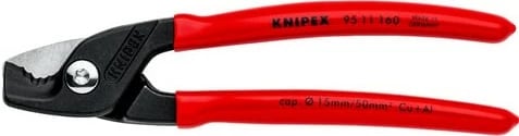 Prerëse kabllosh Knipex 160mm, dorezë plastike, e zezë/kuqe