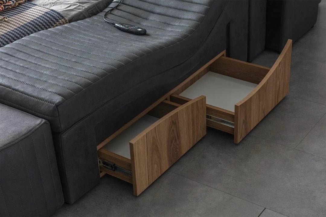 Krevat dopio me bazament, ngjyrë antracit, Skye Decor, Sunline Smart