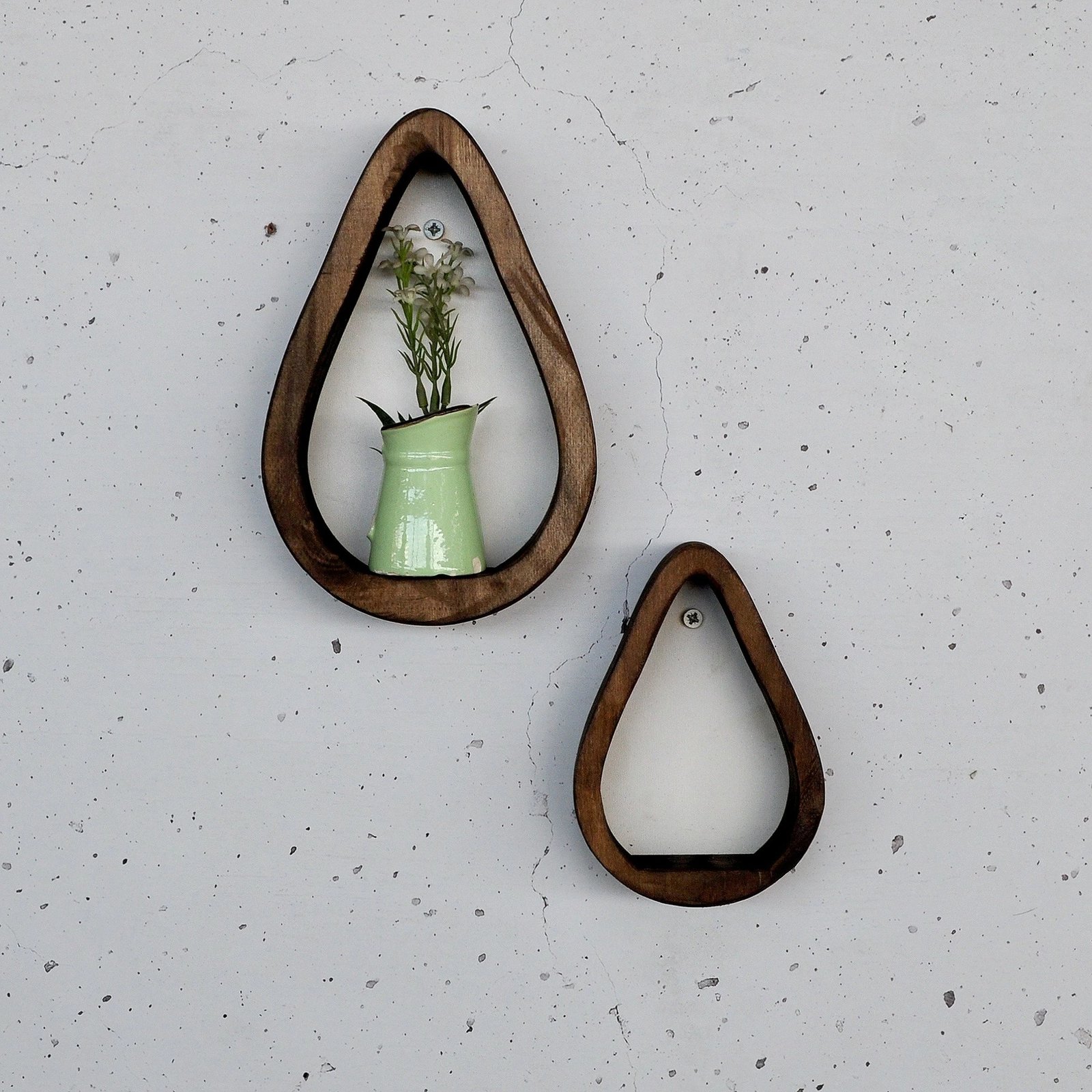 Raft dekorativ prej druri për mur, Hanah Home, Raf292 (set me 2 copë)