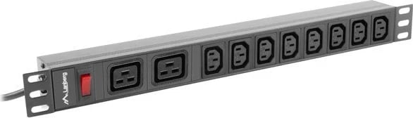 Shiriti i Fuqisë Lanberg PDU Rack (1U, 16A, 2xC19, 8xC13)