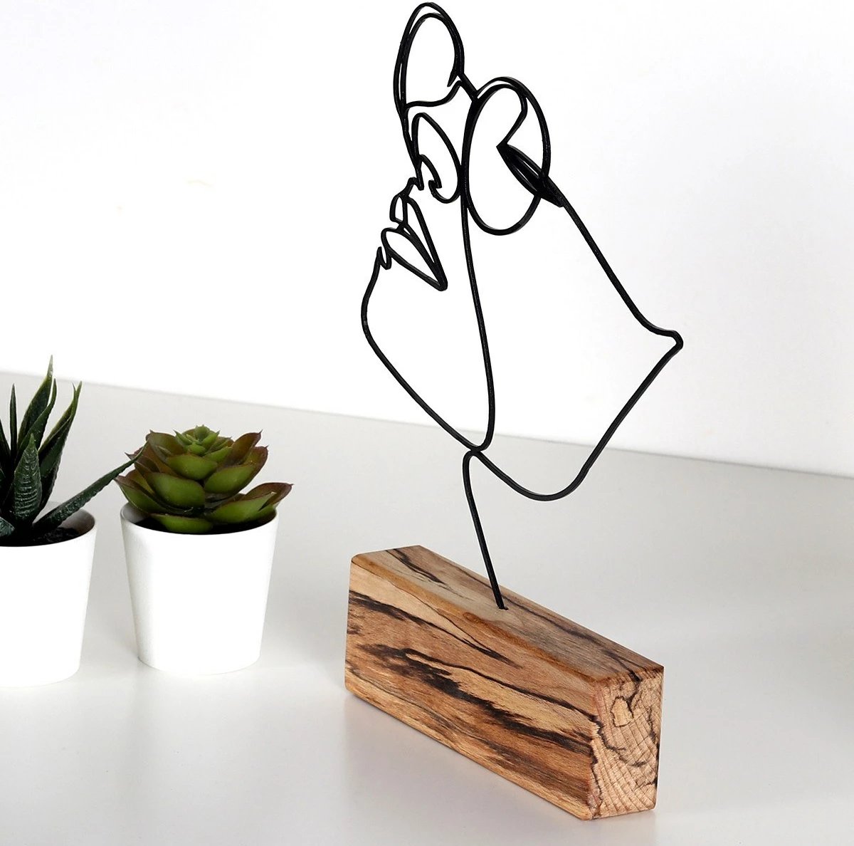 Objekt dekorativ Aberto Design, M-037, metal i zi, bazë druri, 17x31x3.5cm