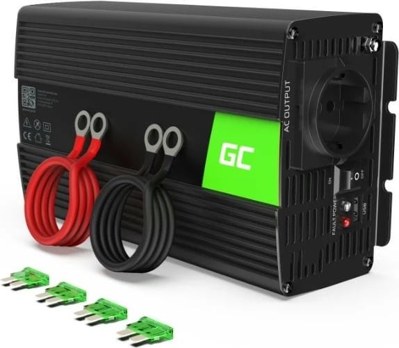 Inverter Green Cell INV09, 1000W/2000W, 12V/230V, pure sine wave, zi