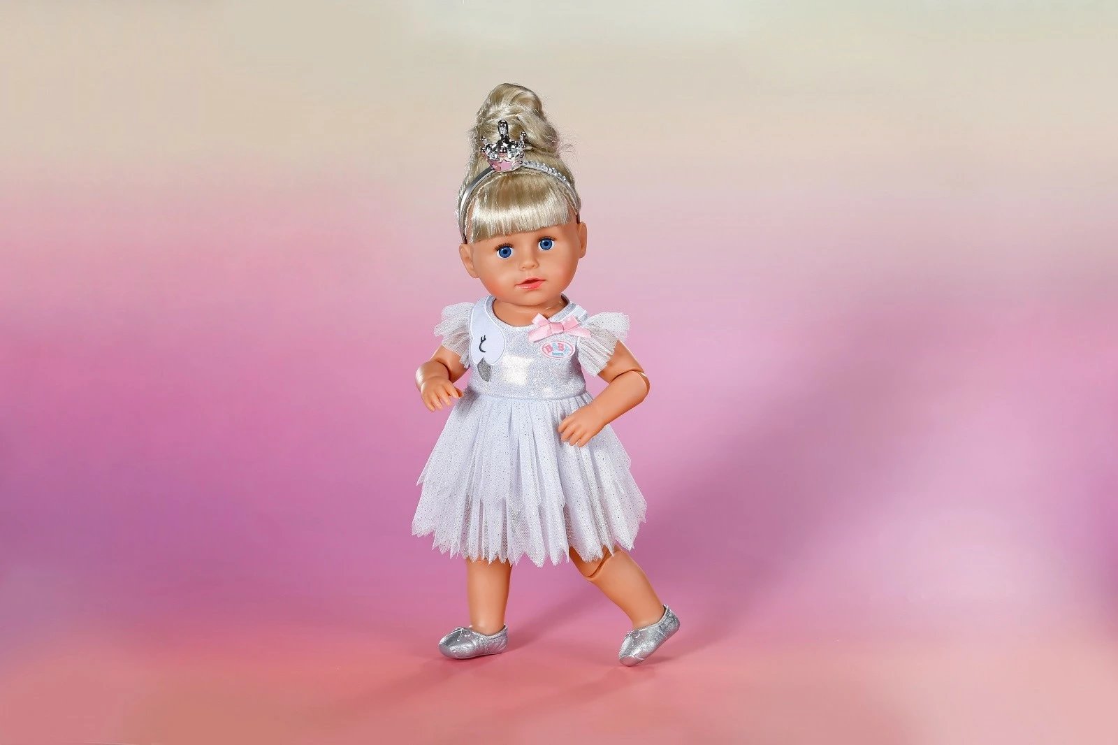 Kostum baleti për kukull 43 cm, Baby Born (Zapf) 837276-116725, set me fustan, këpucë dhe shirit koke, e bardhë