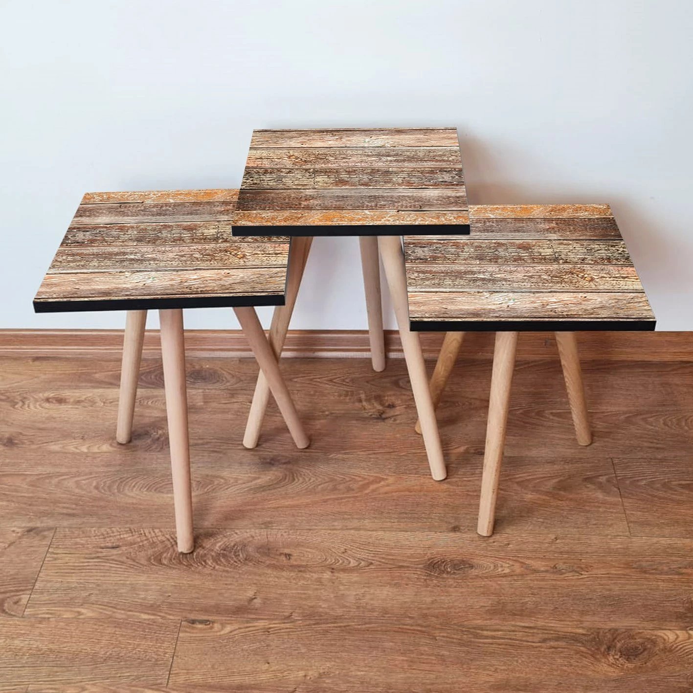 Tavolina ndihmëse të vendosshme (3 copë), ngjyrë kafe, Skye Decor, 3Shp121