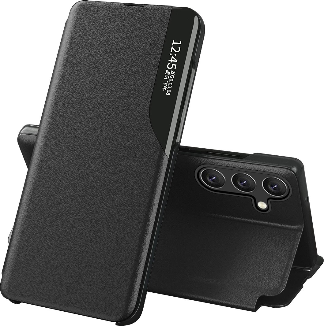 Mbështjellës Hurtel Eco Leather View Case për Samsung Galaxy A24 4G, me këmbalec, kaltër