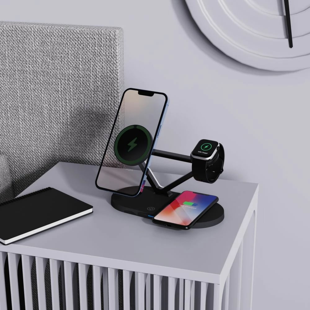 Karikues wireless 3-në-1 Tech-Protect QI15W-A41 me MagSafe për Apple, i zi