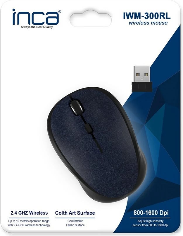 Maus wireless Incase IWM-300RL, 1600 DPI, Nano-USB, stof, blu