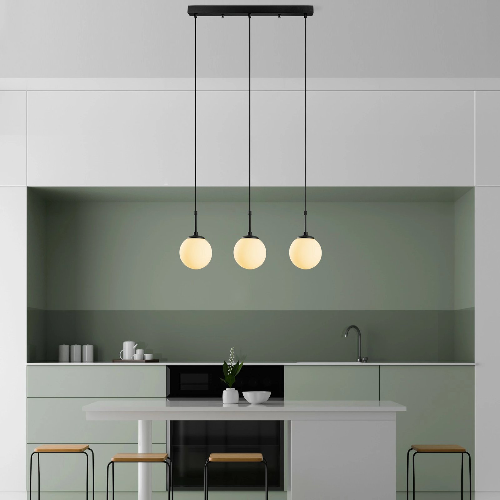 Llambë tavani Opviq Orbital, metalike, e zezë, 65x15x115cm