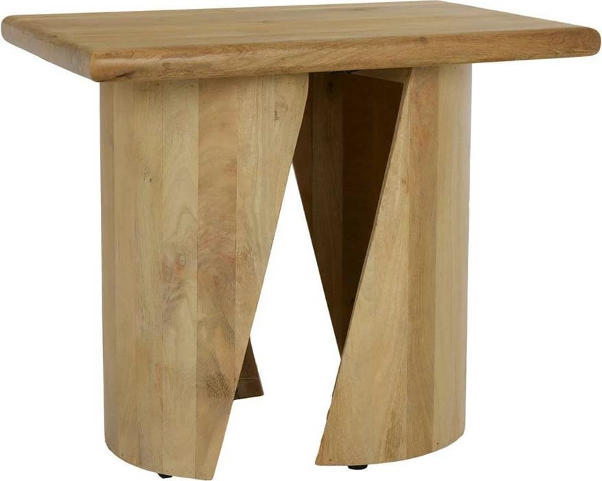 Tavolinë anësore Spiral, dru mango natyral, 62.5x45x52.5