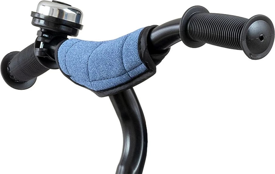 Tricikël me dorezë shtytëse, Milly Mally Movi, sedilje 360°, rrota të fryra, rripa 3‑pikësh, blu