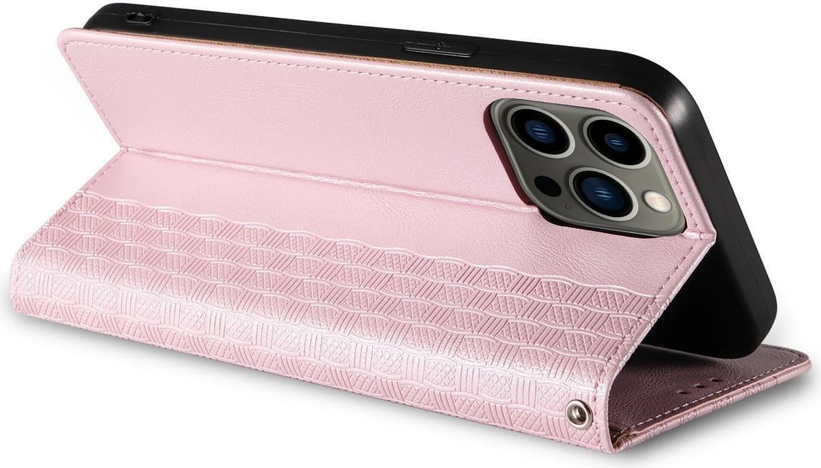 Mbështjellës Hurtel Magnet Strap Case për iPhone 14 Pro, portofol, qëndrim, rozë