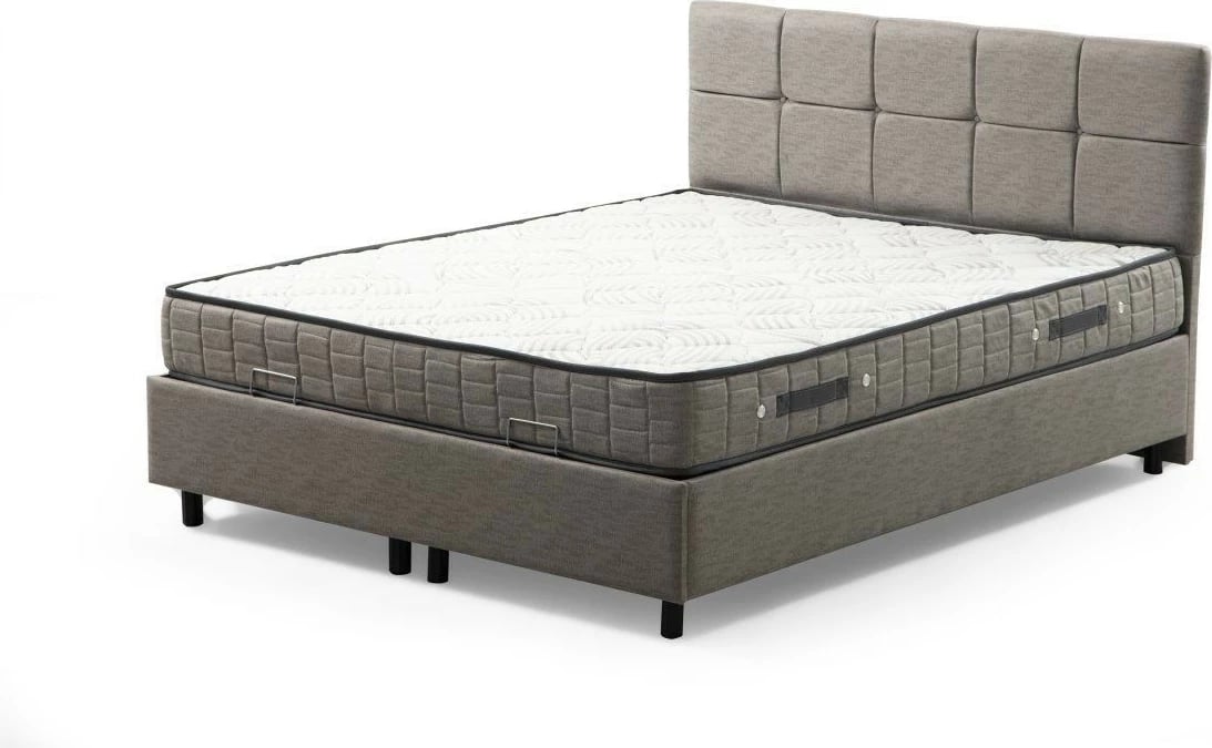 Baza dyshe dhe shtrat me taban, Vitalia, 150x200, ngjyrë gri e çelët