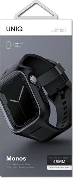 Mbështjellës me rrip UNIQ Monos për Apple Watch 44/45mm, E zezë
