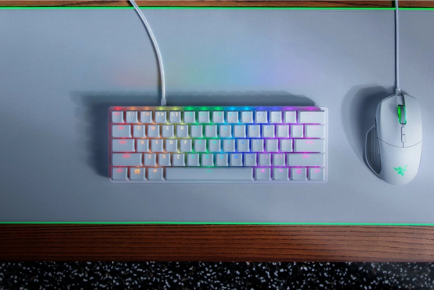 Tastierë Razer Huntsman Mini Mercury, RGB, 60%, e bardhë