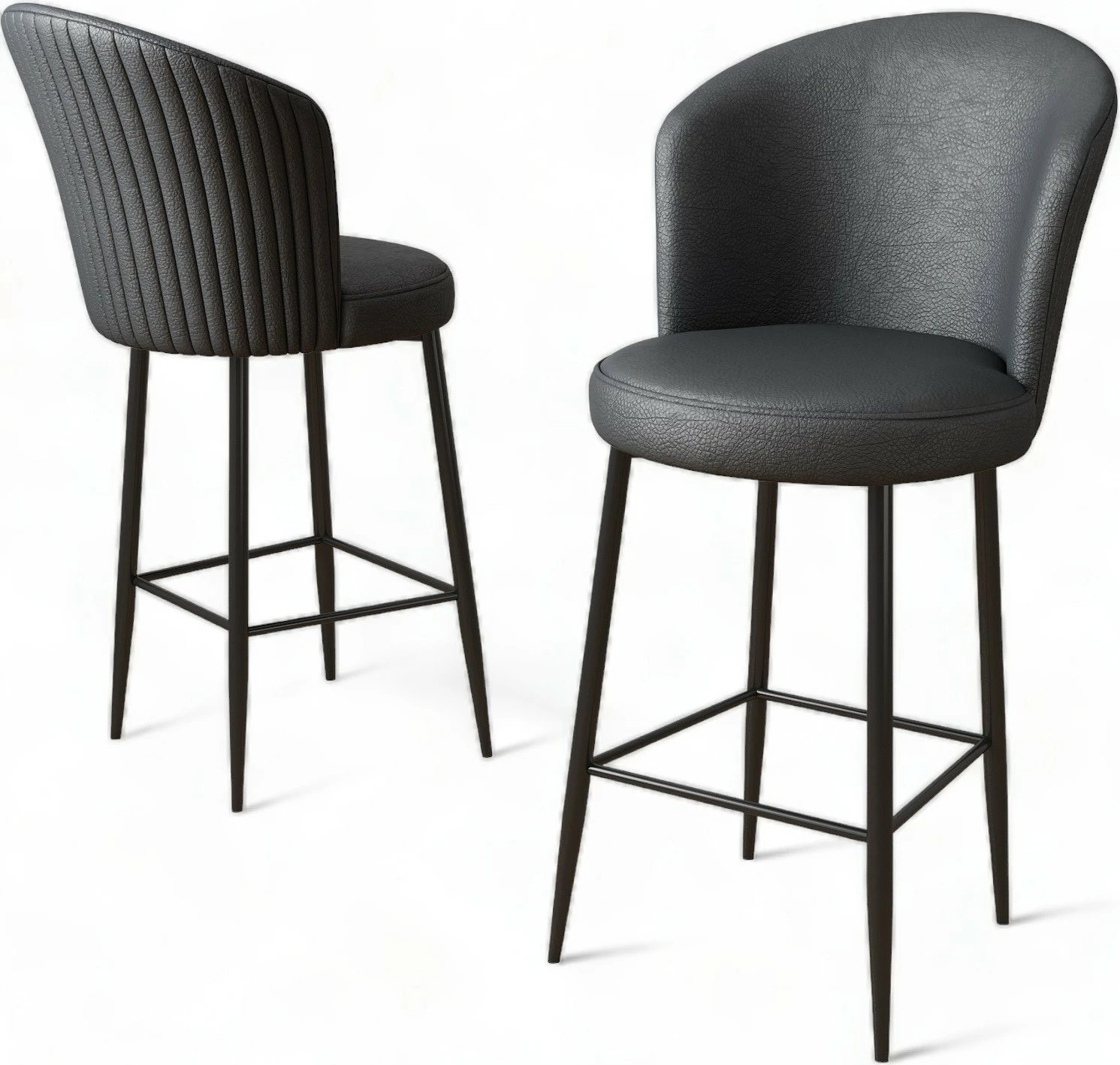 Set karrigesh për bar (2 copë), Hanah Home, Uras, antracit, e zezë