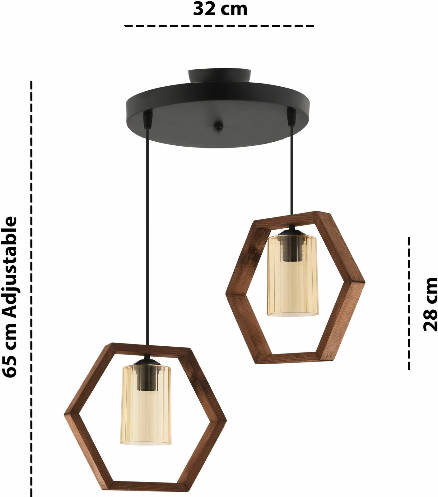 Llambë tavani Opviq, Hexagon Double, xhami i zi