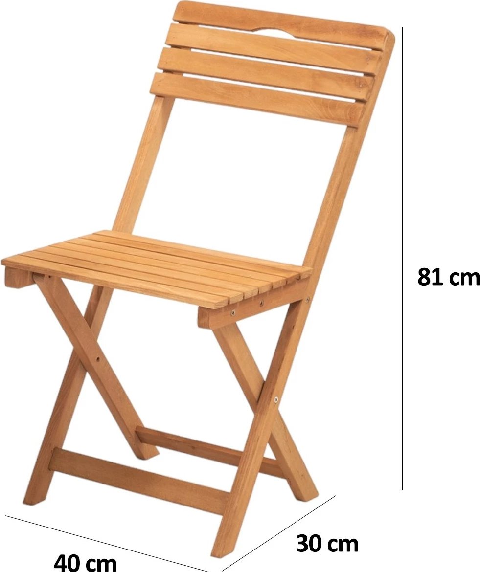 Set tavolinë me karrige për terasë, 3 pjesë, dru ahu, natyrale/krem, Hanah Home My001A