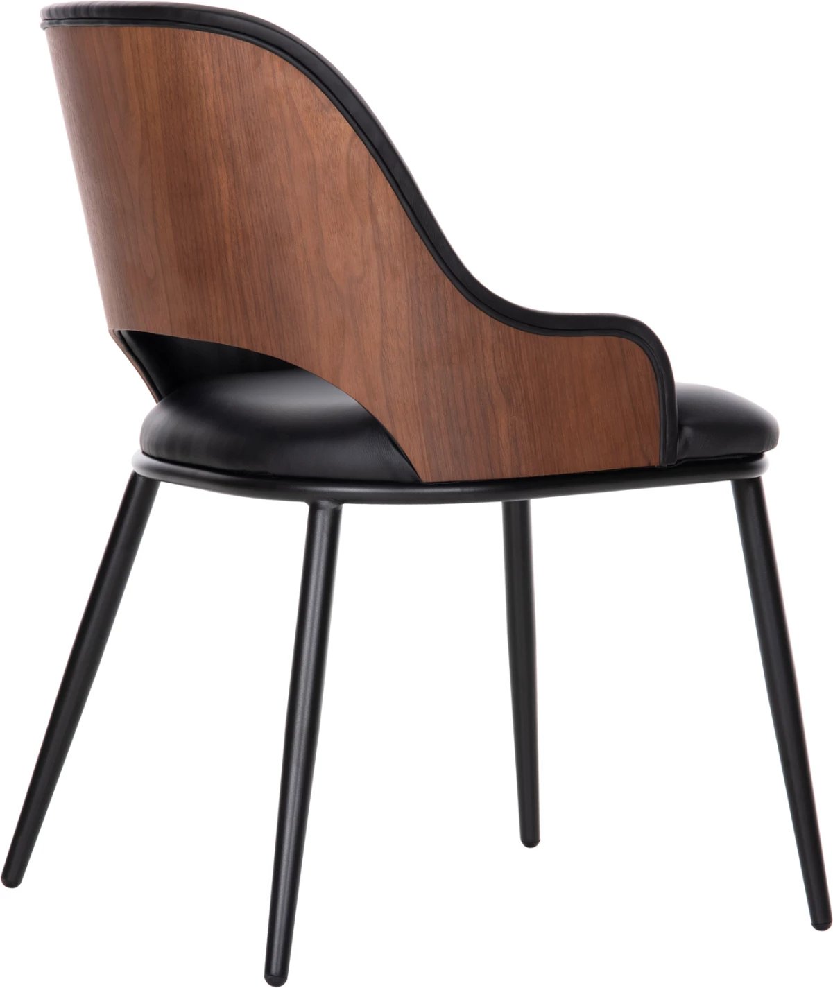 Karrige ngrënieje DELF FH9617.03 PU e zezë-këmbë metali të zeza-shpinë druri në ngjyrë arre 48x55x76Hcm., set prej 2 copë