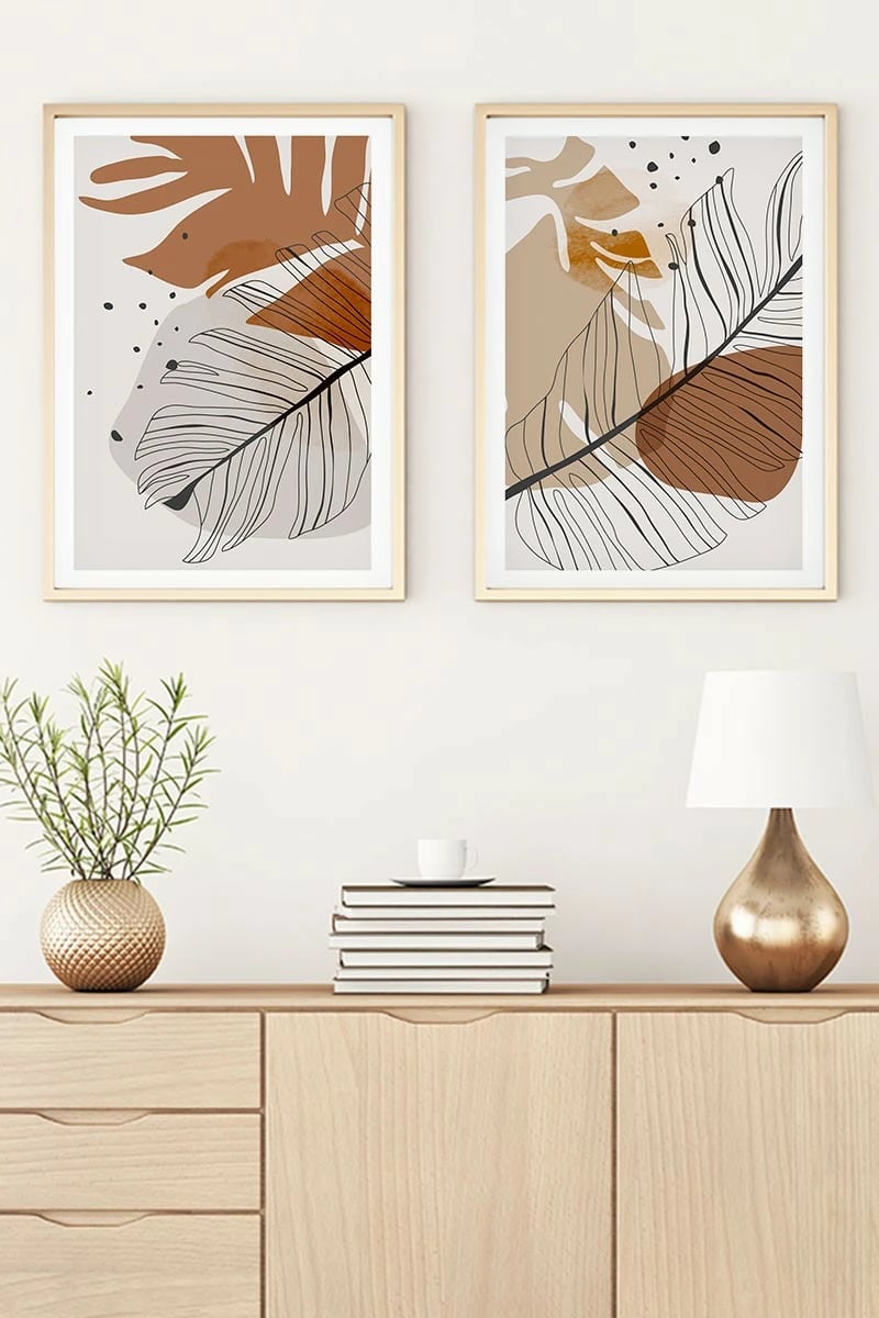 Set pikturash dekorative me kornizë, MDF, shumëngjyrëshe, Wallity, Huhu36, 30x40cm (2 copë)