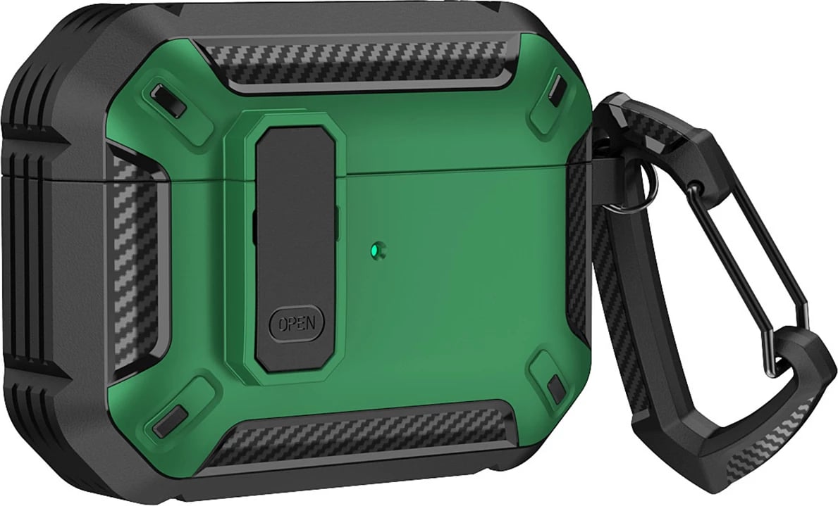 Mbështjellës Hurtel Pro Armor për AirPods 4 me karabiner, Gjelbër