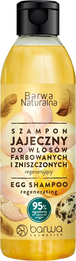 Shampon për femra Barwa Natural Egg për flokë të ngjyrosura dhe të dëmtuara, 300ml