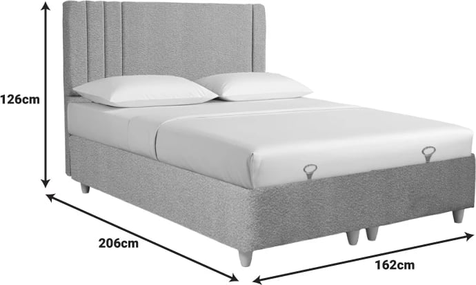 Krevat me hapësirë ruajtëse Lineo boucle ngjyrë bezhë 160x200cm