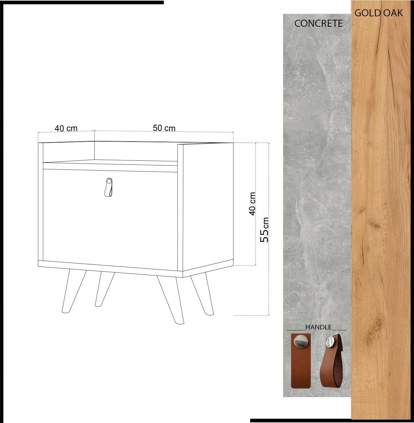 Komodinë natës Hanah Home, Paju, ngjyrë lis dhe e bardhë