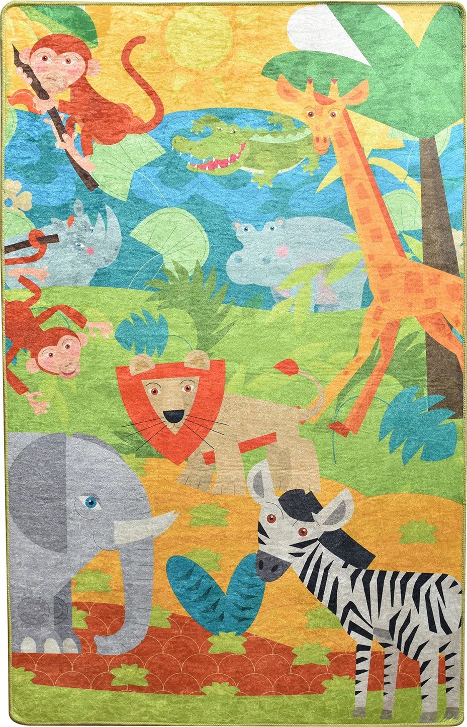 Qilim për fëmijë, shumëngjyrësh, 100x160cm, dizajn me kafshë