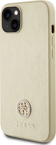Mbështjellës Guess 4G Strass Metal Logo për iPhone 15, Gold Mbështjellës Guess 4G Strass Metal Logo për iPhone 15, Gold