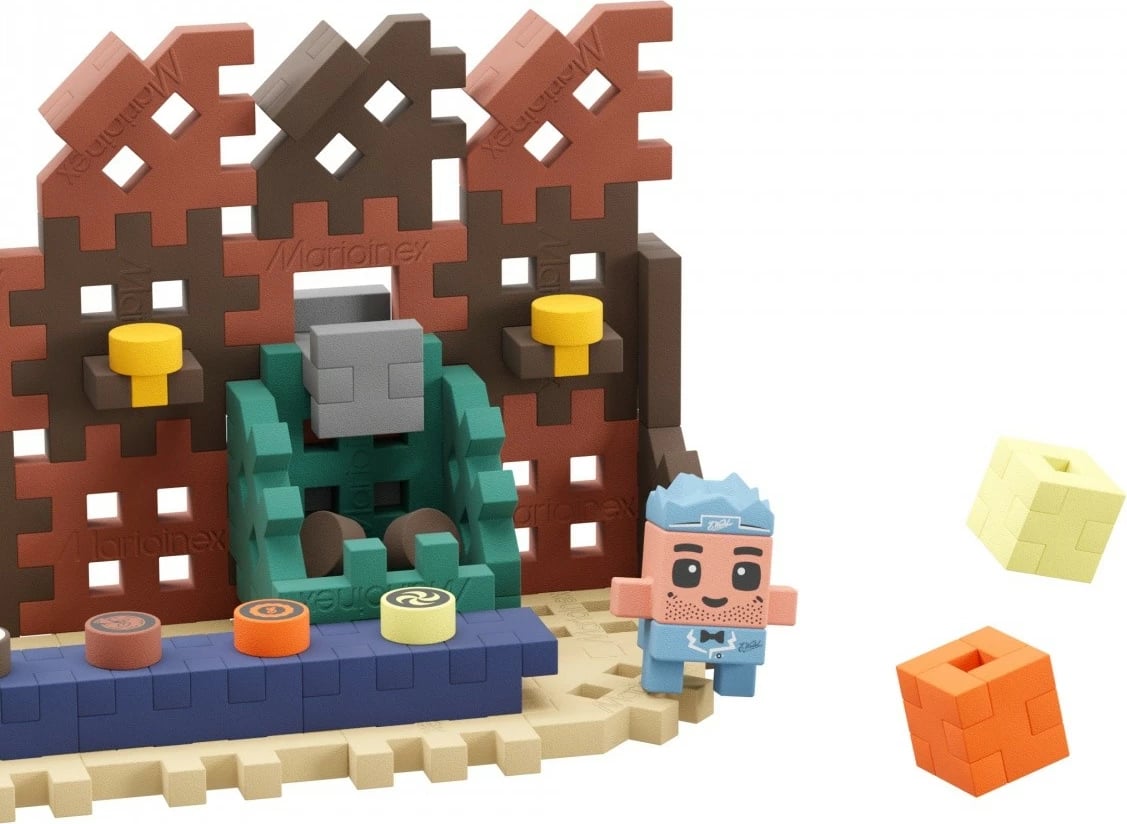 Set lodrash ndërtimi Marioinex Mini Waffle, 100 elemente, Fabrika e Çokollatës, shumëngjyrëshe