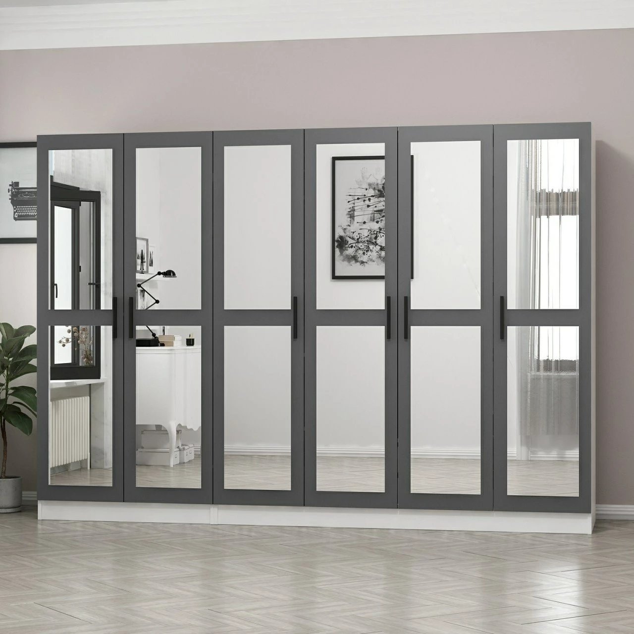 Dollap garderobe Skye Decor, ngjyrë antracit, Kale - 4962