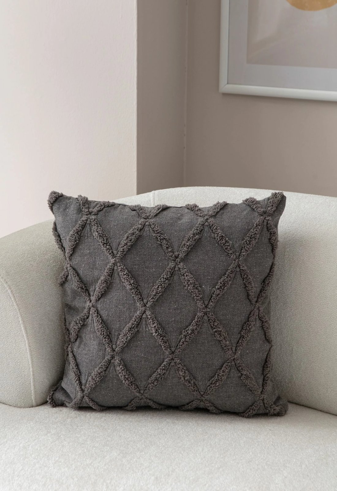 Jastëk dekorativ, ngjyrë gri, Evila Originals, Tuffet - Grey v1, 43x43cm